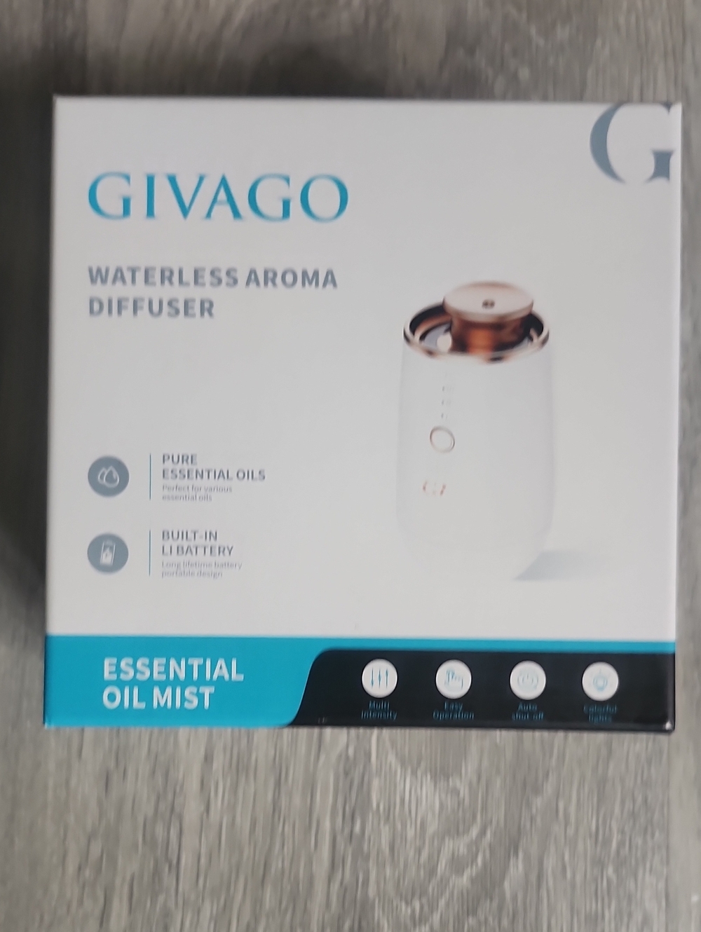Givago White & Rose Gold Waterless Aroma Diffuser - Essential Oil Mist